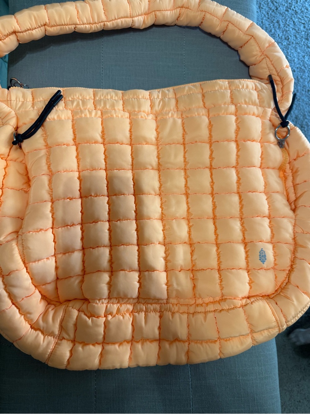 Quilted Puffer Shoulder Bag in Peach